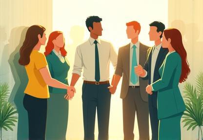 Illustration : des professionnels rejoignant une communauté d'affaires